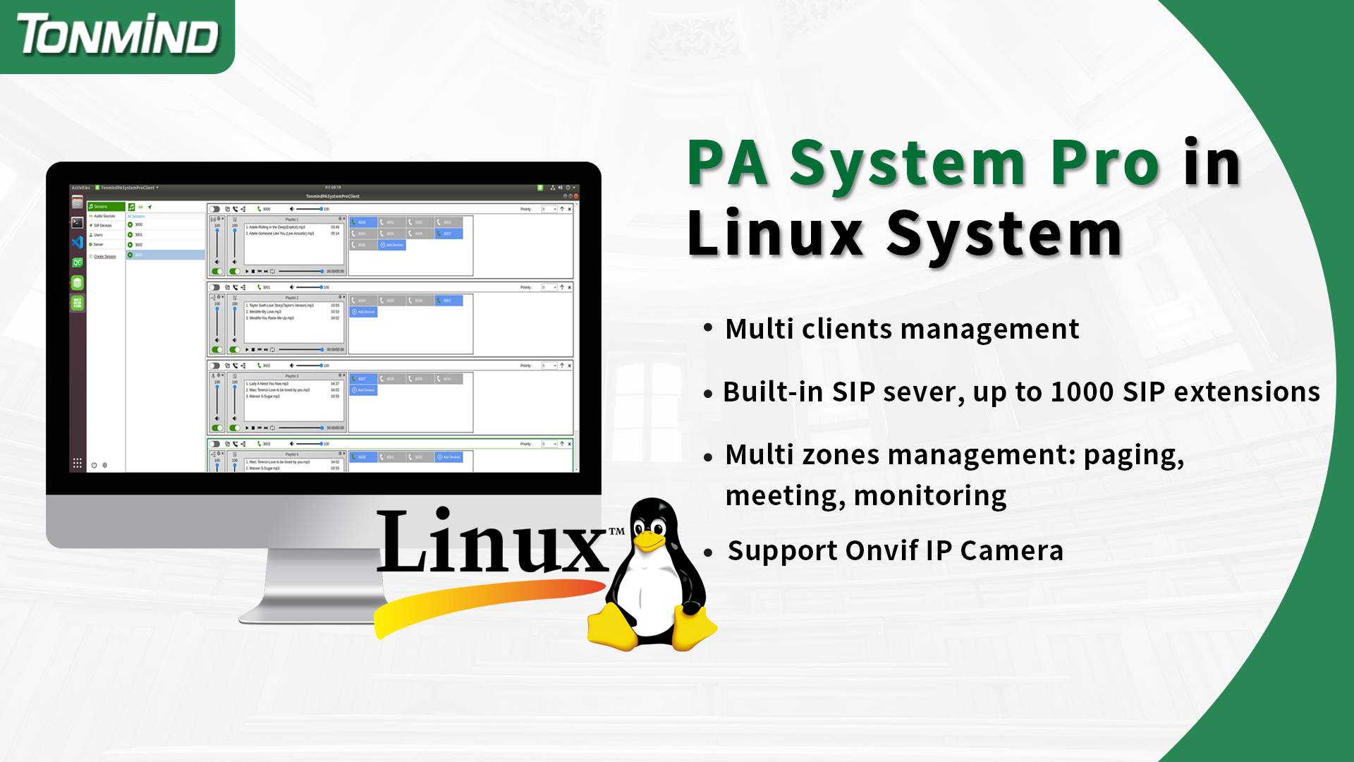 Tonmind lanza la versión PA System Pro Linux para ampliar los escenarios de aplicaciones