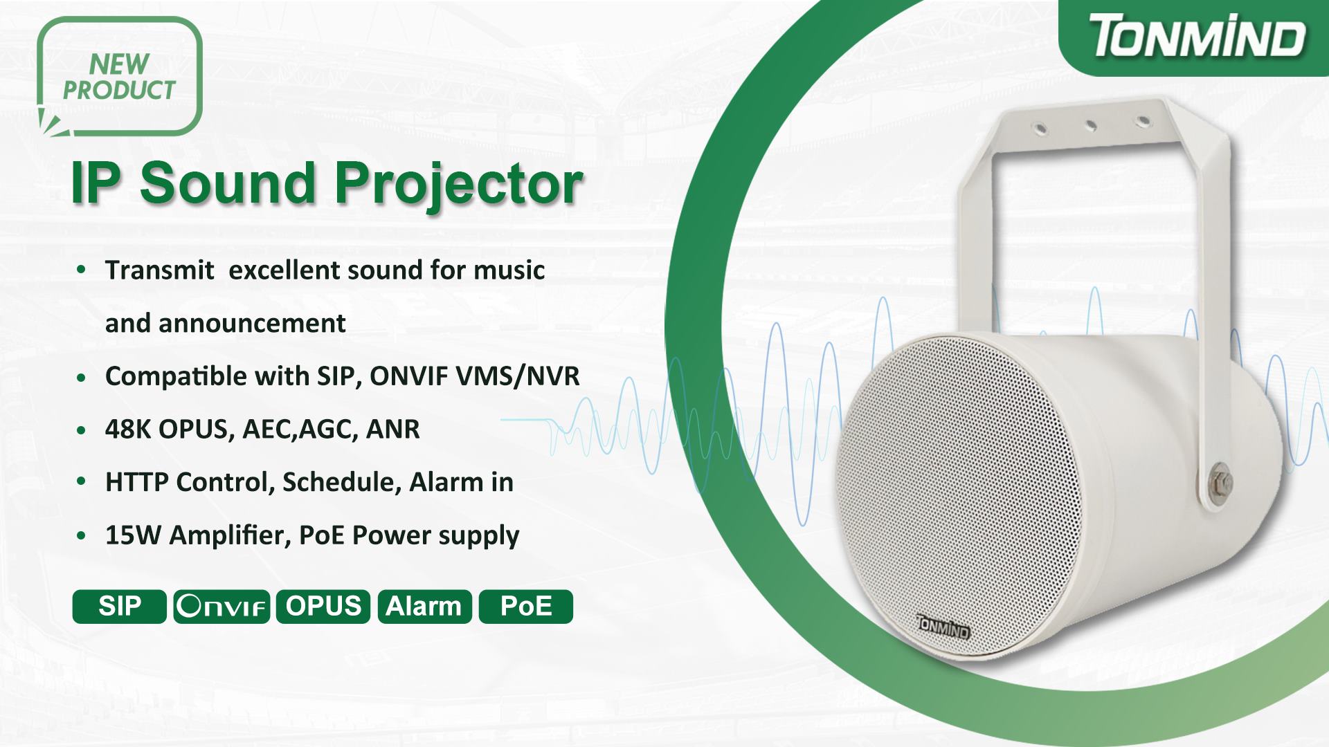 Tonmind lanza un nuevo proyector de sonido IP para aplicaciones de audio versátiles en interiores